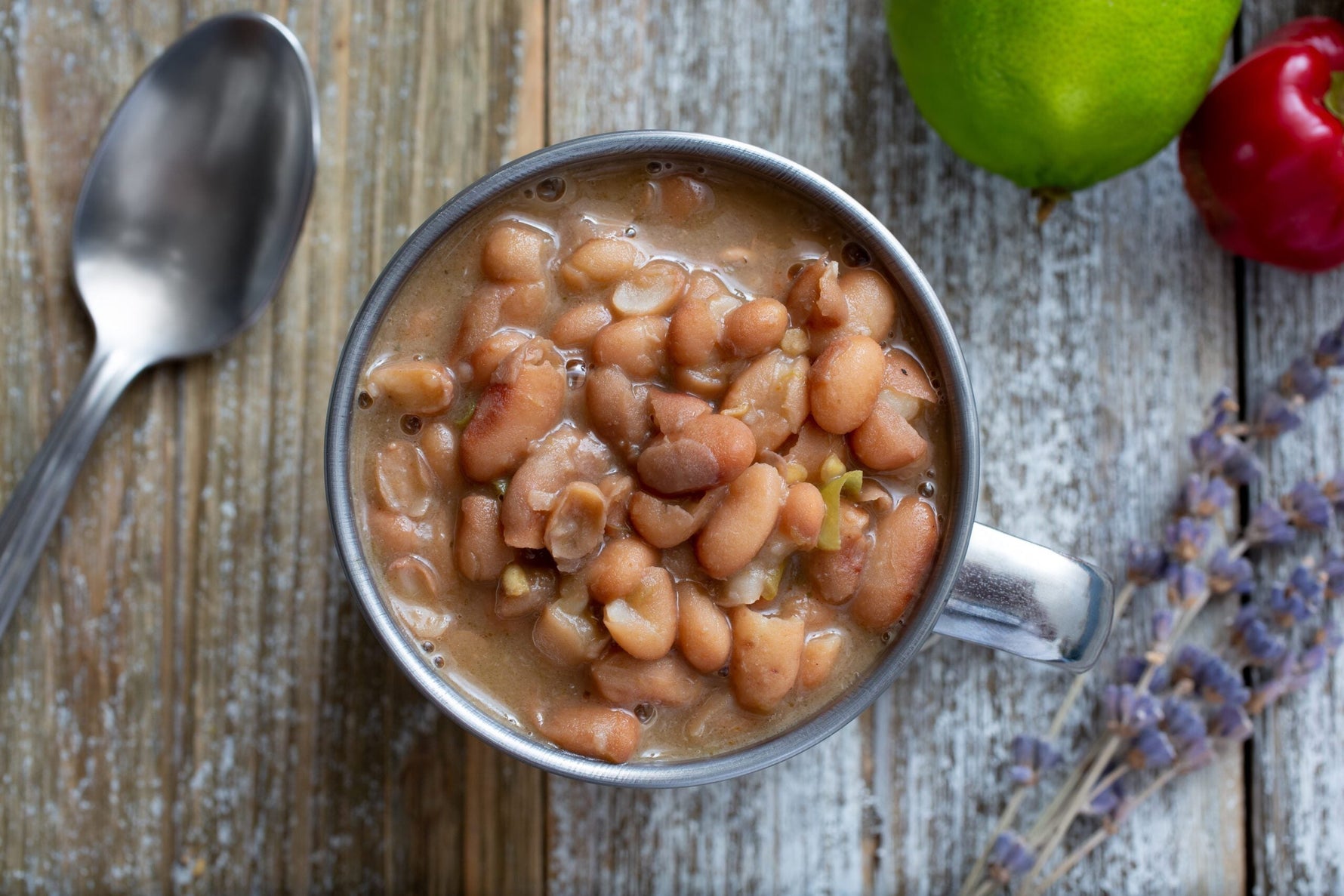 Instant Pot green chile beans made with New Mexico chile soup base