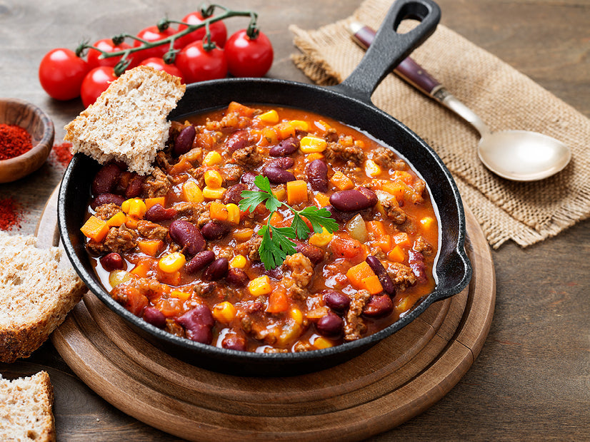 Easy Con Carne Blend with ground beef, pinto beans, tomatoes and cheddar cheese