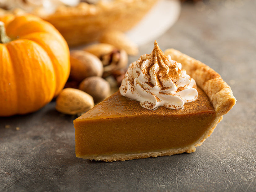 Pumpkin Pie with Sweet Spices topped with pine nuts