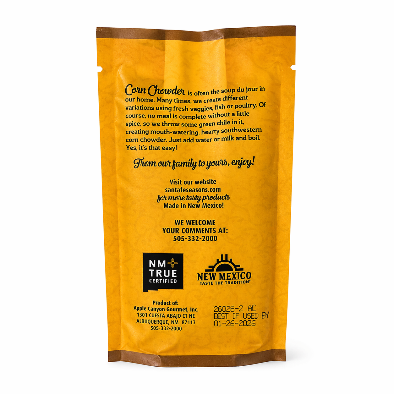 SANTA FE SEASONS Green Chile Corn Chowder Soup Mix