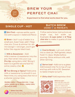 Chai Chai Love Caffeine Free, brewing instructions card