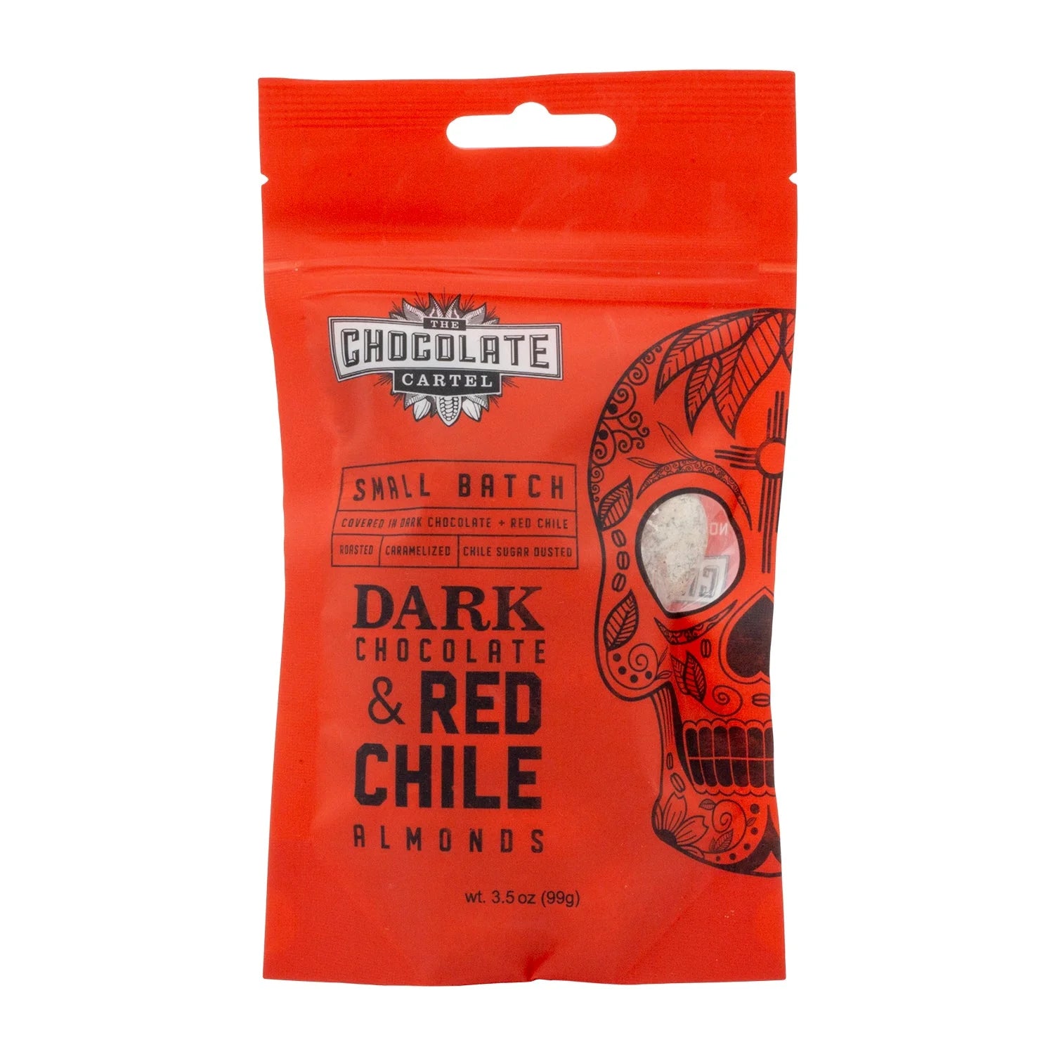 Chocolate Cartel Dark Chocolate & Red Chile Almonds, front of package