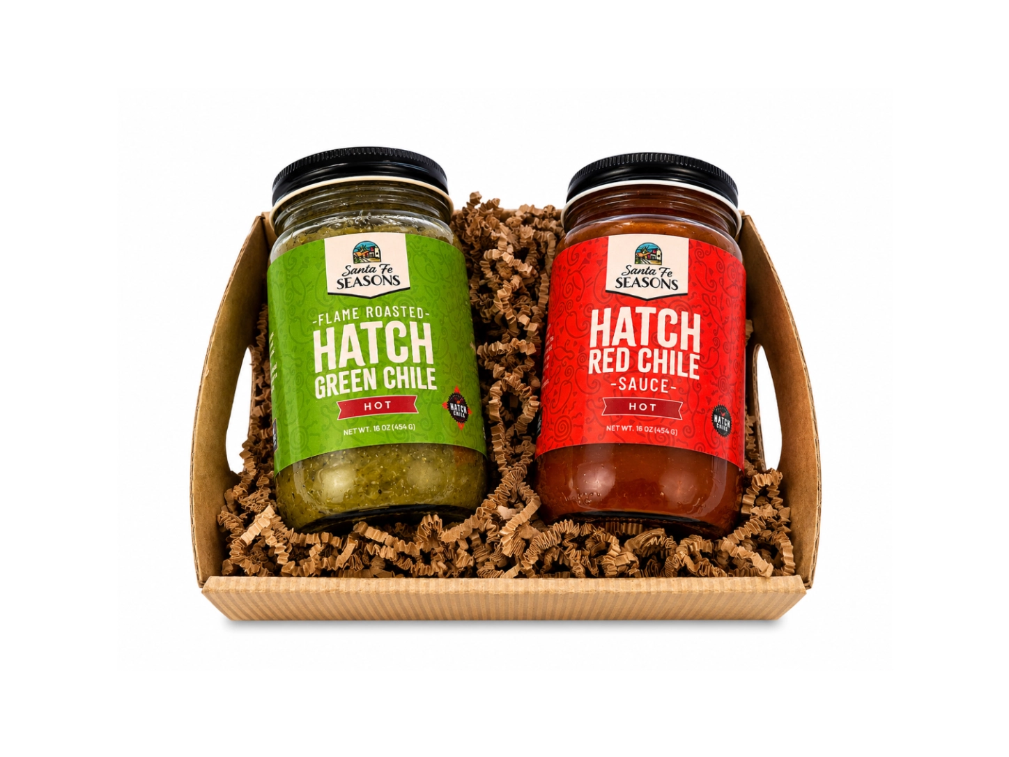 Christmas Red & Green Chile 2 Pack Gift Set, Hot spice level, front of package