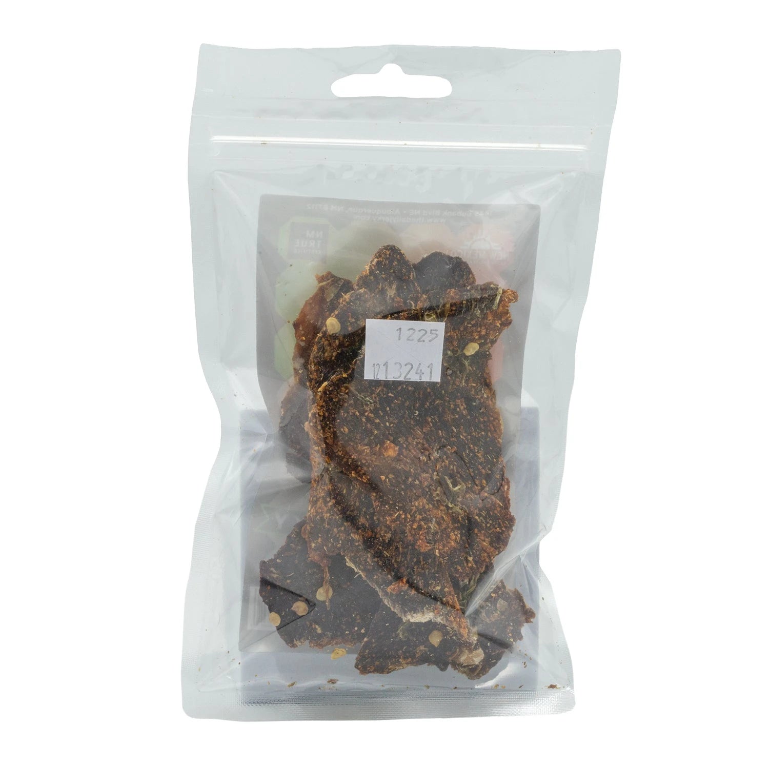 Daily Jerky Christmas Flavor Beef Jerky, back of package with ingredients