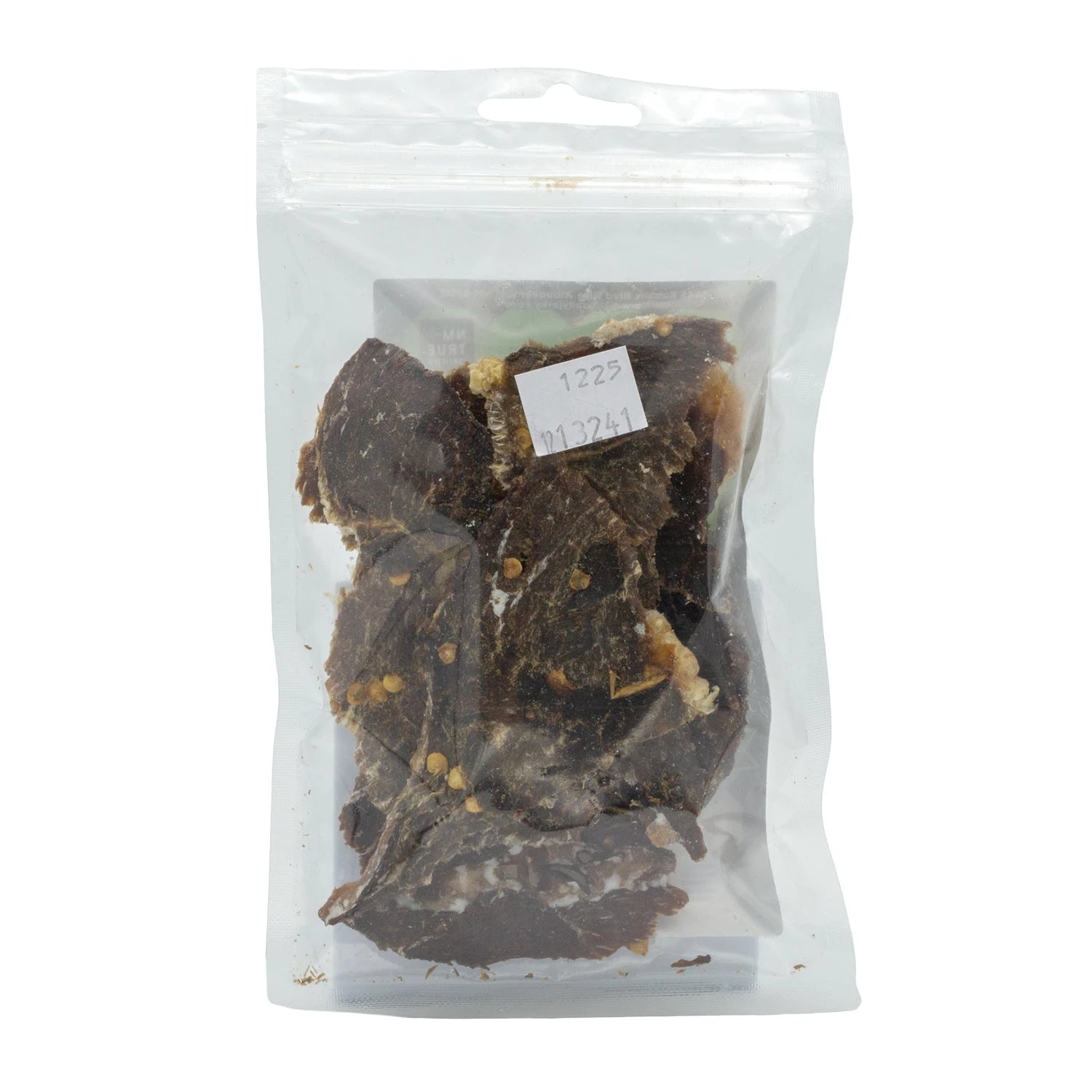 Daily Jerky Green Chile Beef Jerky, back of package with nutrition facts