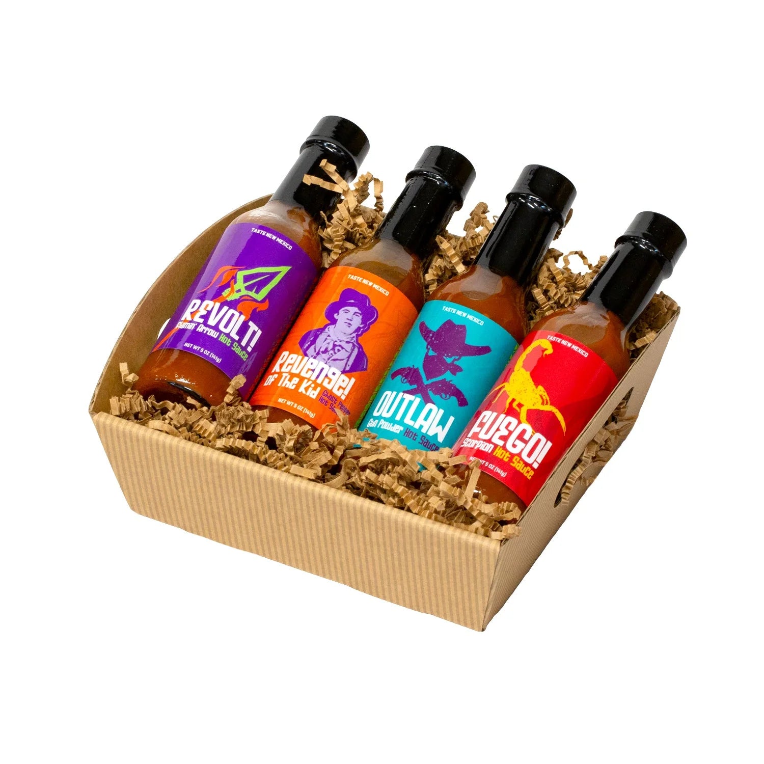 Iconic New Mexico Hot Sauce 4 Pack Gift Set, front of package