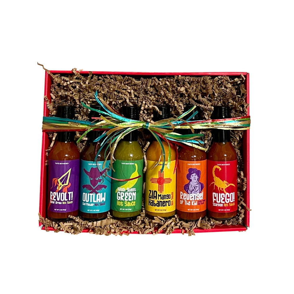 Iconic New Mexico Hot Sauce Sampler 6 Pack Gift Set, front of package