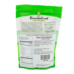 McGinn's PistachioLand Green Chile Pistachios, back of bag with ingredients