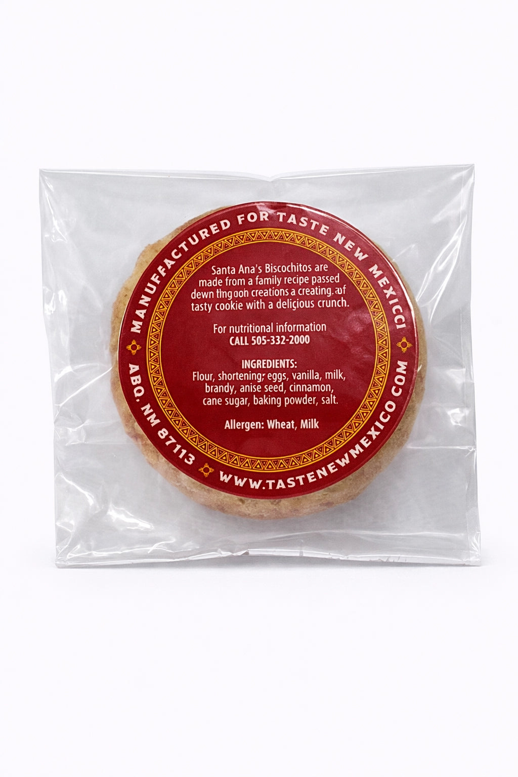 New Mexico Biscochitos, 2 pack sampler, back of package with ingredients