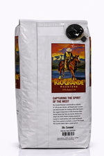 Rio Grande Roasters Whole Bean Caramel Coffee 3 lb bag, back label with nutrition facts