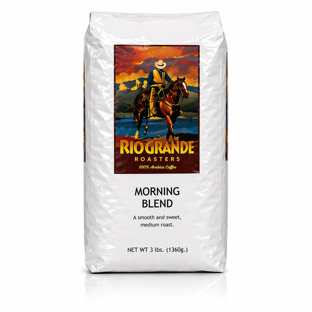 Rio Grande Roasters Whole Bean Morning Blend Coffee 3 lb bag, front view