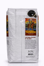 Rio Grande Roasters Whole Bean Piñon Coffee 3 lb bag, back label with nutrition facts