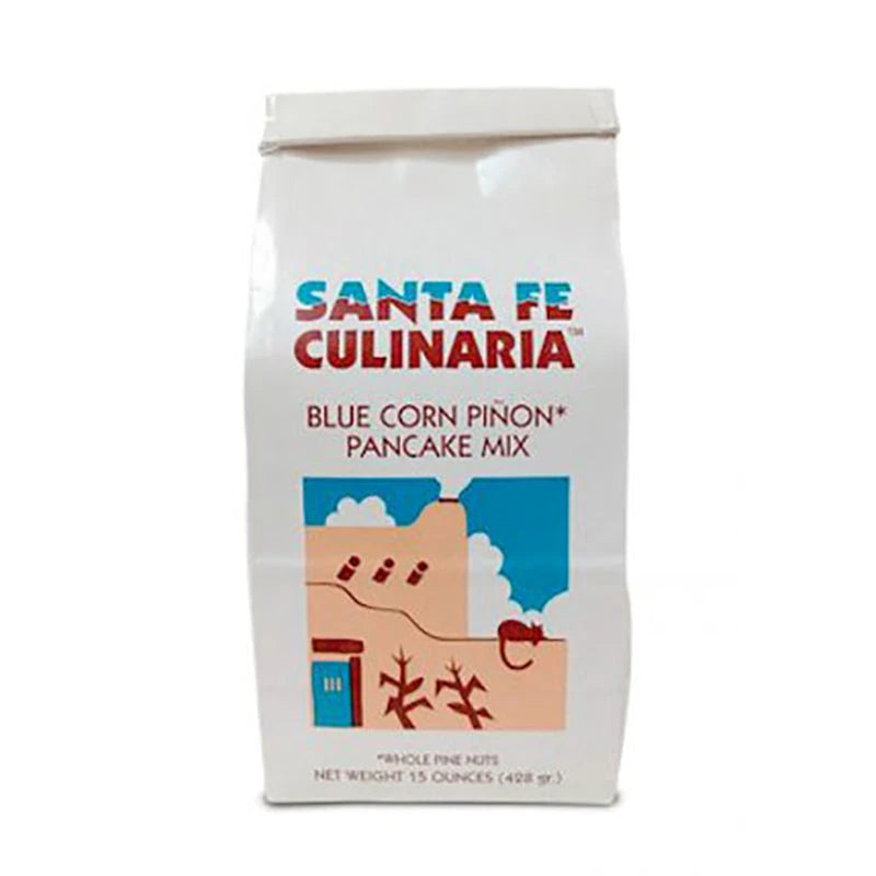 Santa Fe Culinaria Blue Corn Piñon Pancake Mix, front of package