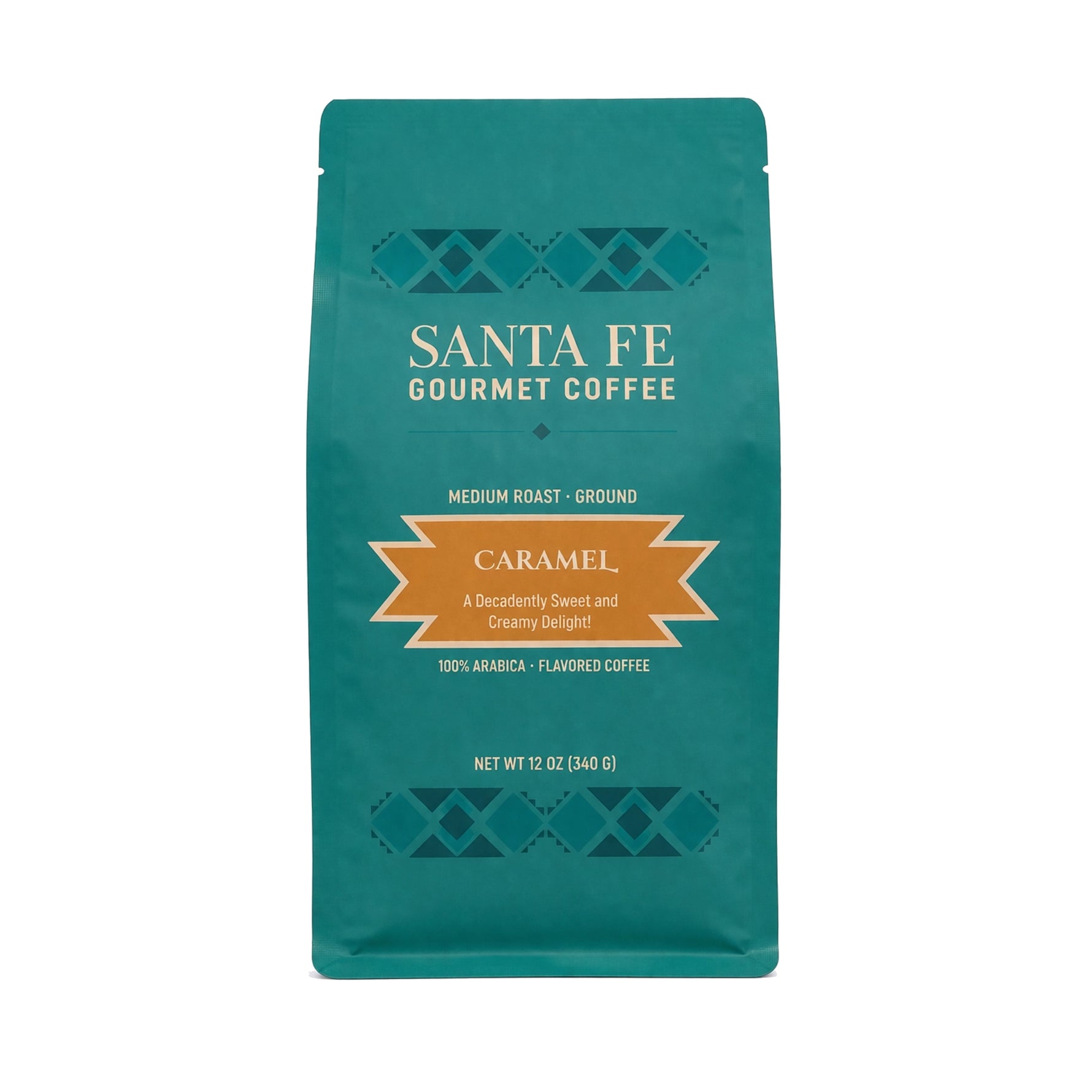 Santa Fe Gourmet Caramel Coffee, Ground, front of bag