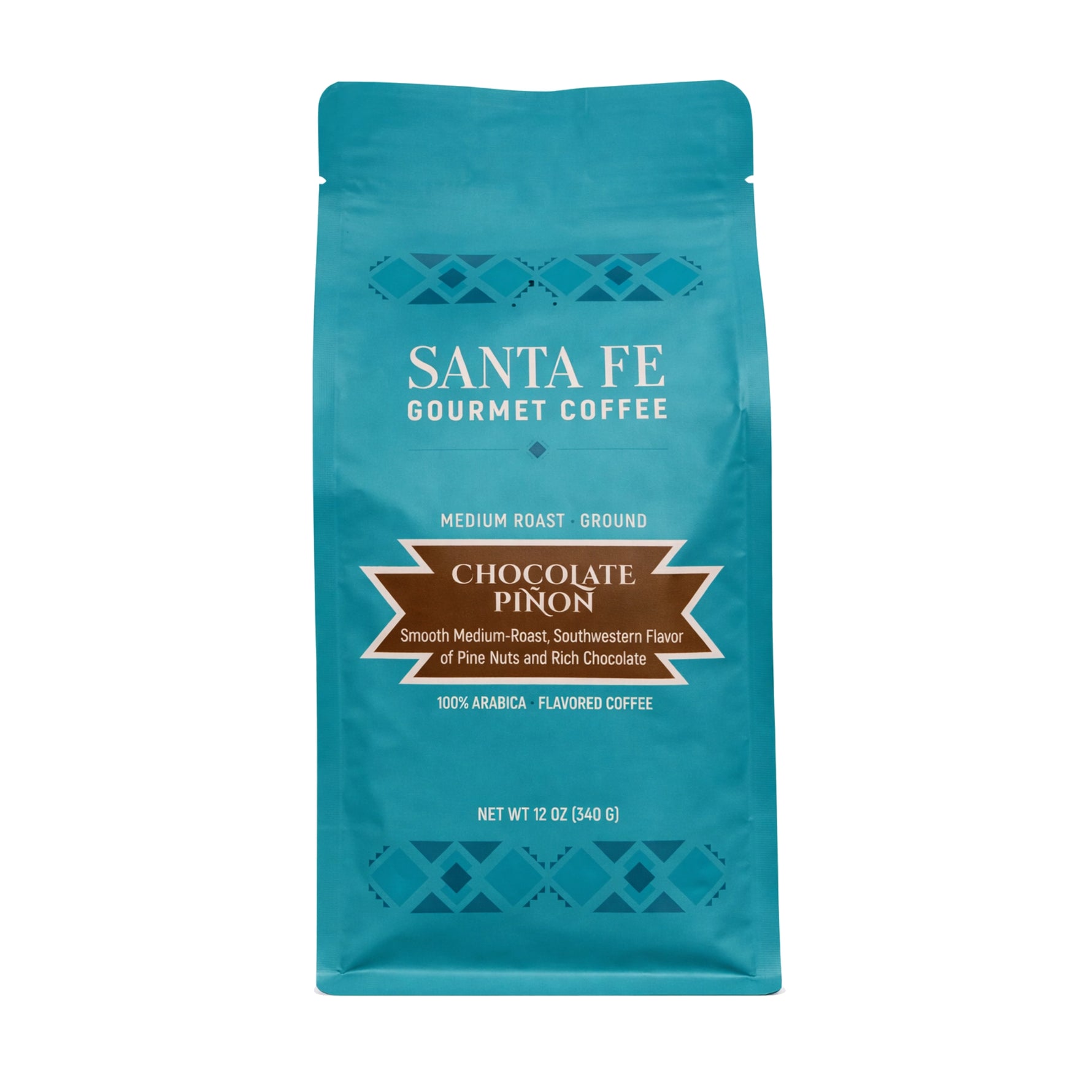 Santa Fe Gourmet Chocolate Piñon Coffee, Ground, front of bag