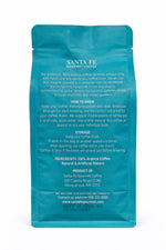 Santa Fe Gourmet Piñon Coffee, Whole Bean, back label with nutrition facts