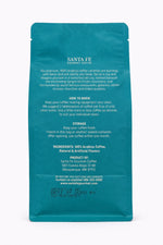 Santa Fe Gourmet Vanilla Hazelnut Coffee, Ground, back label with nutrition facts