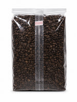 Santa Fe Gourmet Vanilla Hazelnut Coffee, Whole Bean, 5 lb bag, back label with roast details
