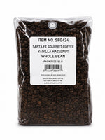 Santa Fe Gourmet Vanilla Hazelnut Coffee, Whole Bean, 5 lb bag, front view