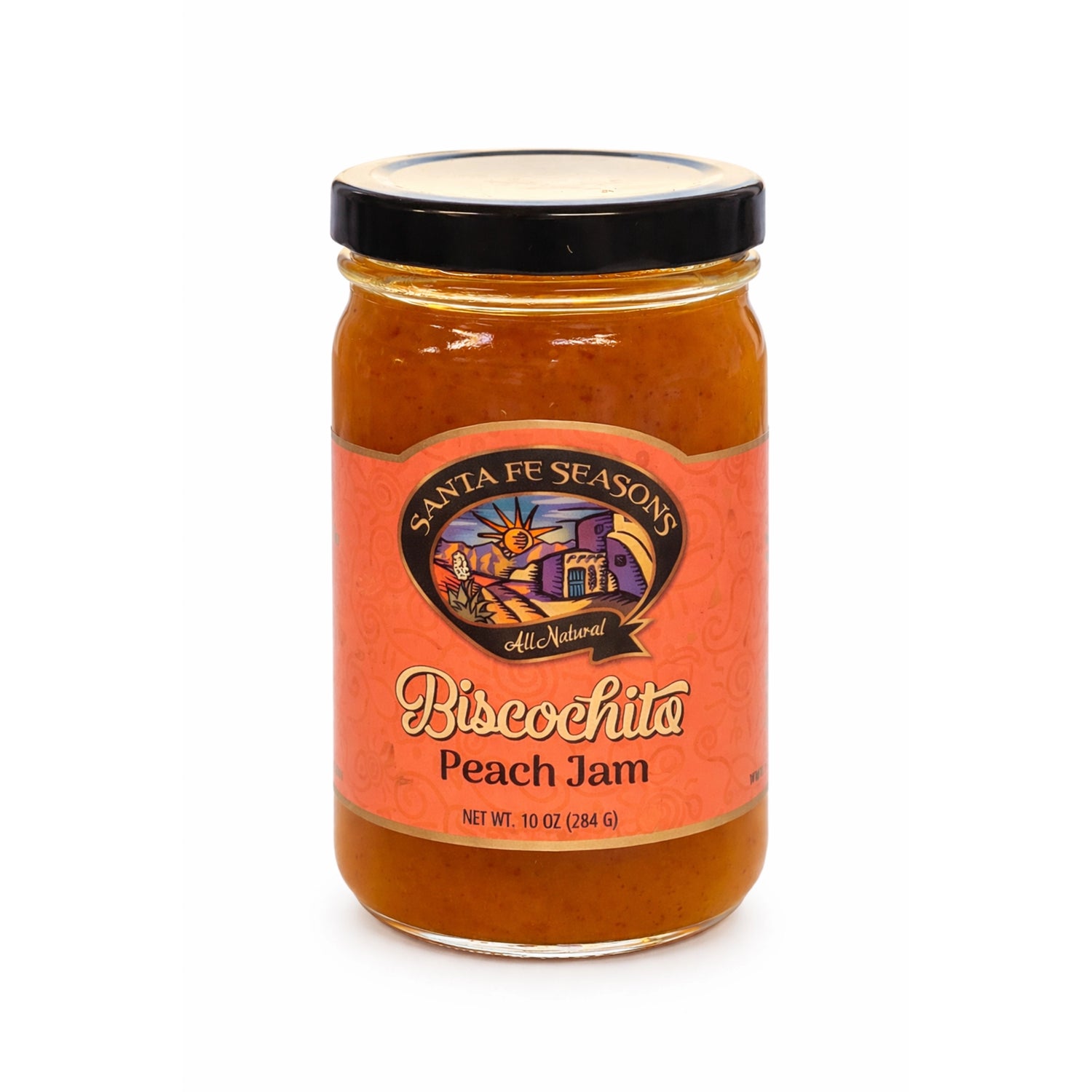 Santa Fe Seasons Biscochito Peach Jam, front of jar