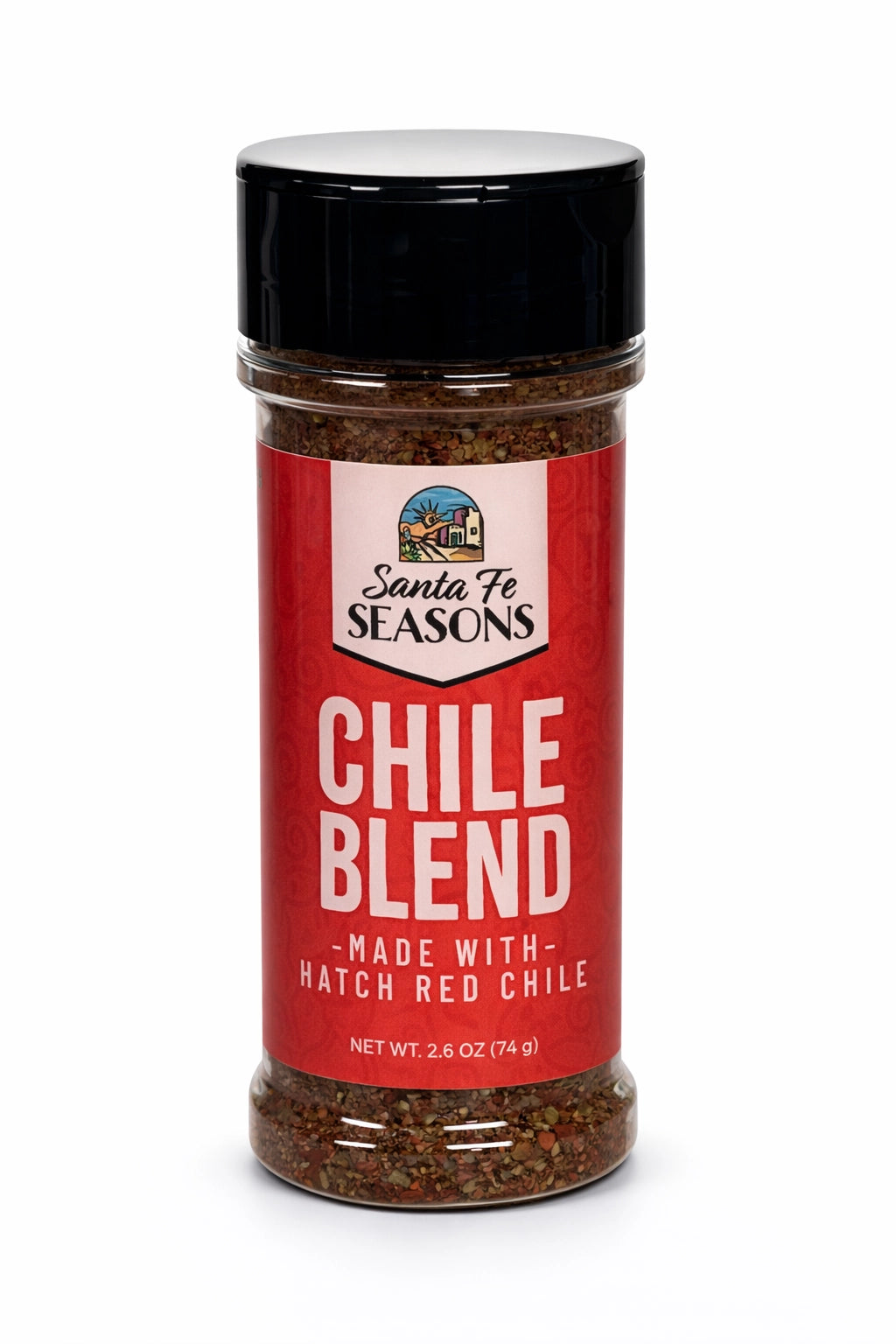 Santa Fe Seasons Chile Blend seasoning, front of jar