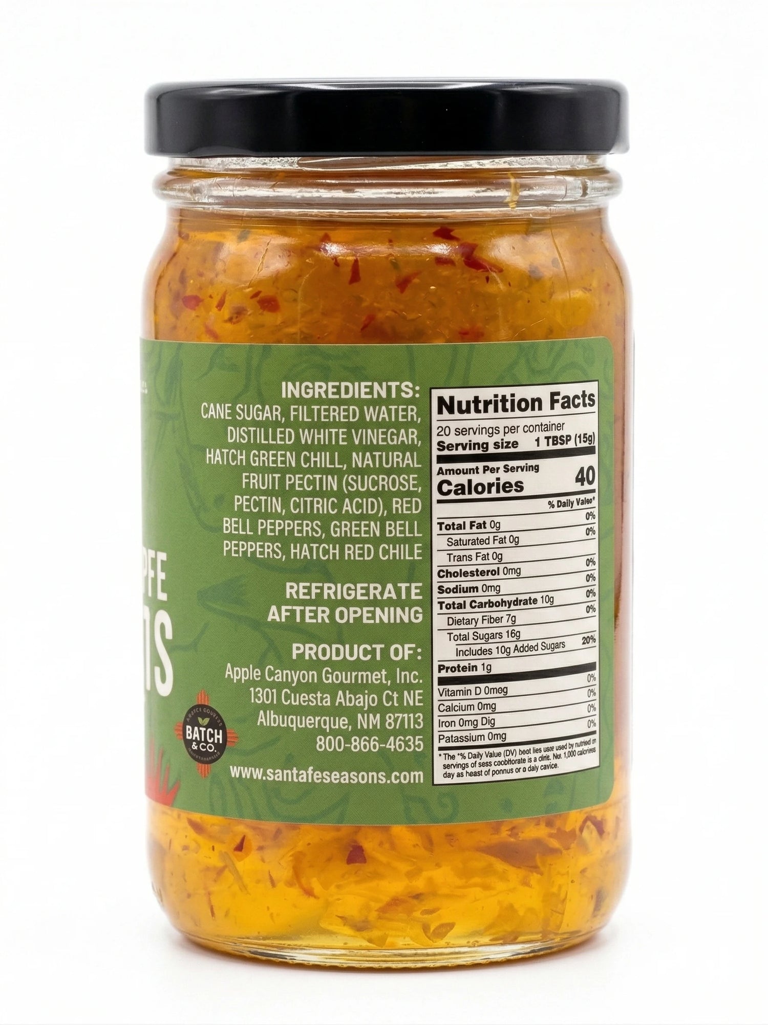 Santa Fe Seasons Christmas Jelly, ingredient list and nutrition facts