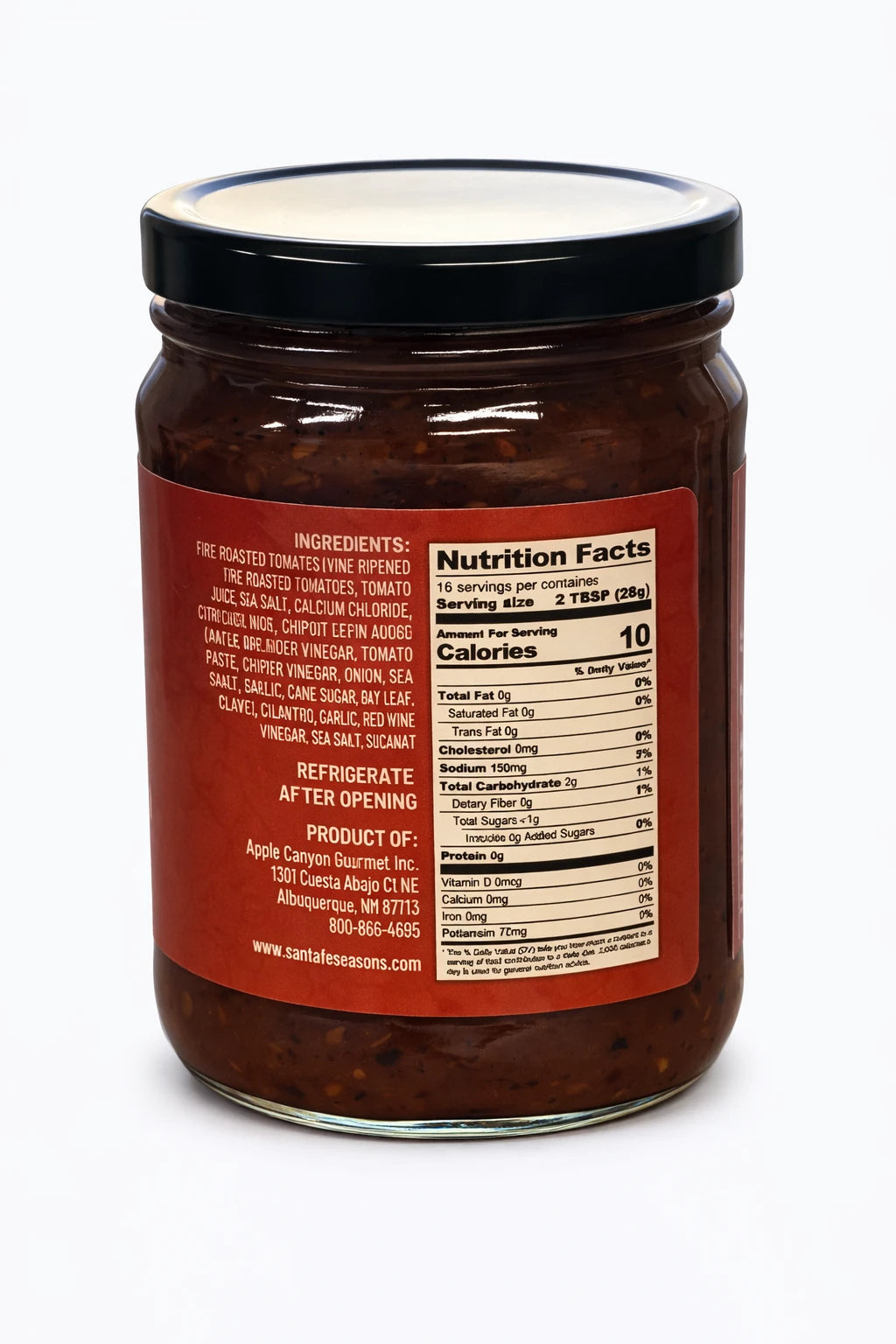 Santa Fe Seasons Fire Roasted Salsa, ingredient list