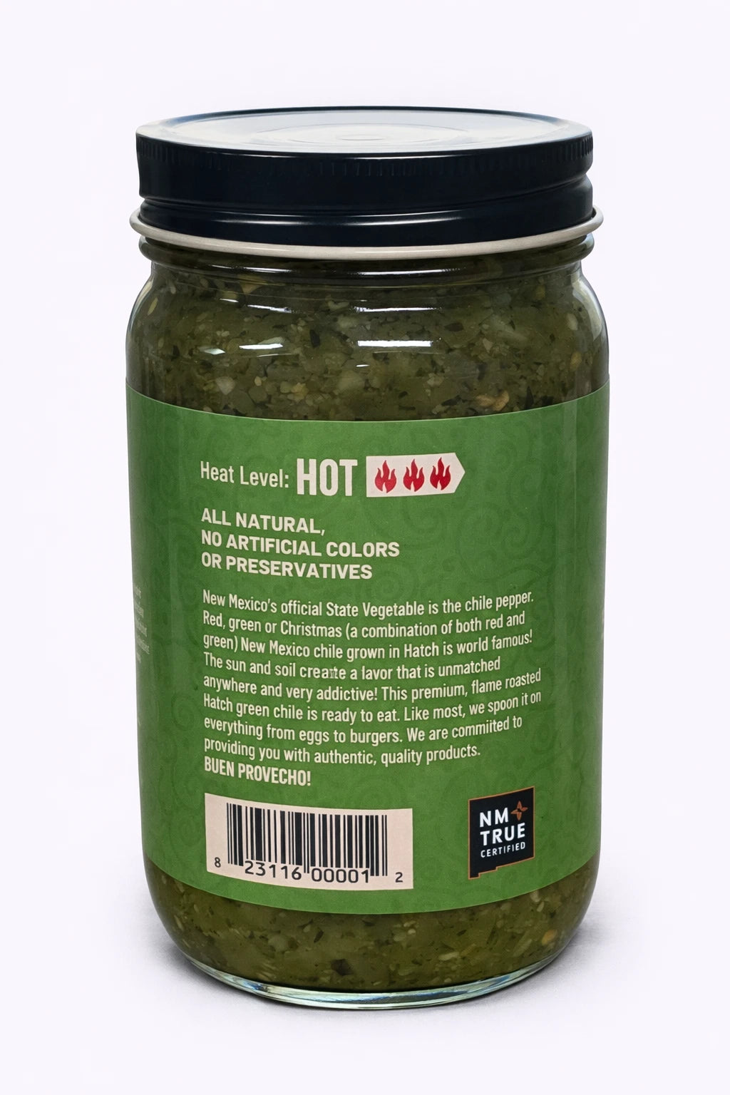 Santa Fe Seasons Flame Roasted Hatch Green Chile, Hot heat level, recipe suggestion card