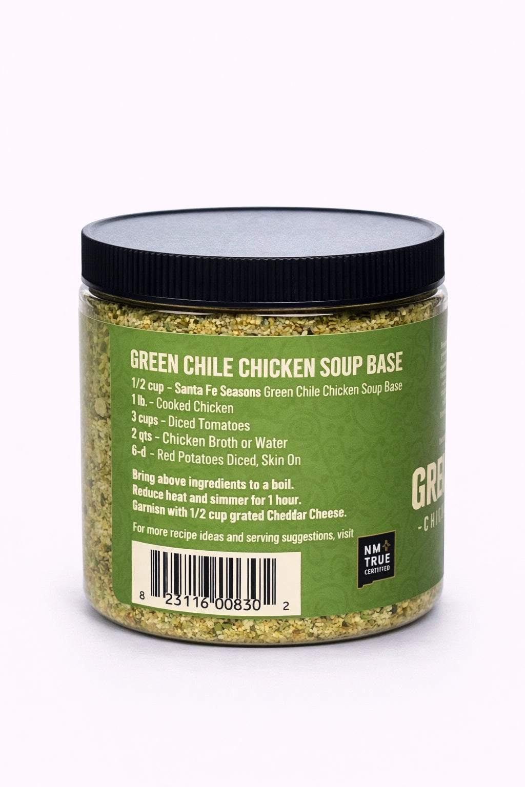 Santa Fe Seasons Green Chile Chicken Soup Base, recipe suggestion card