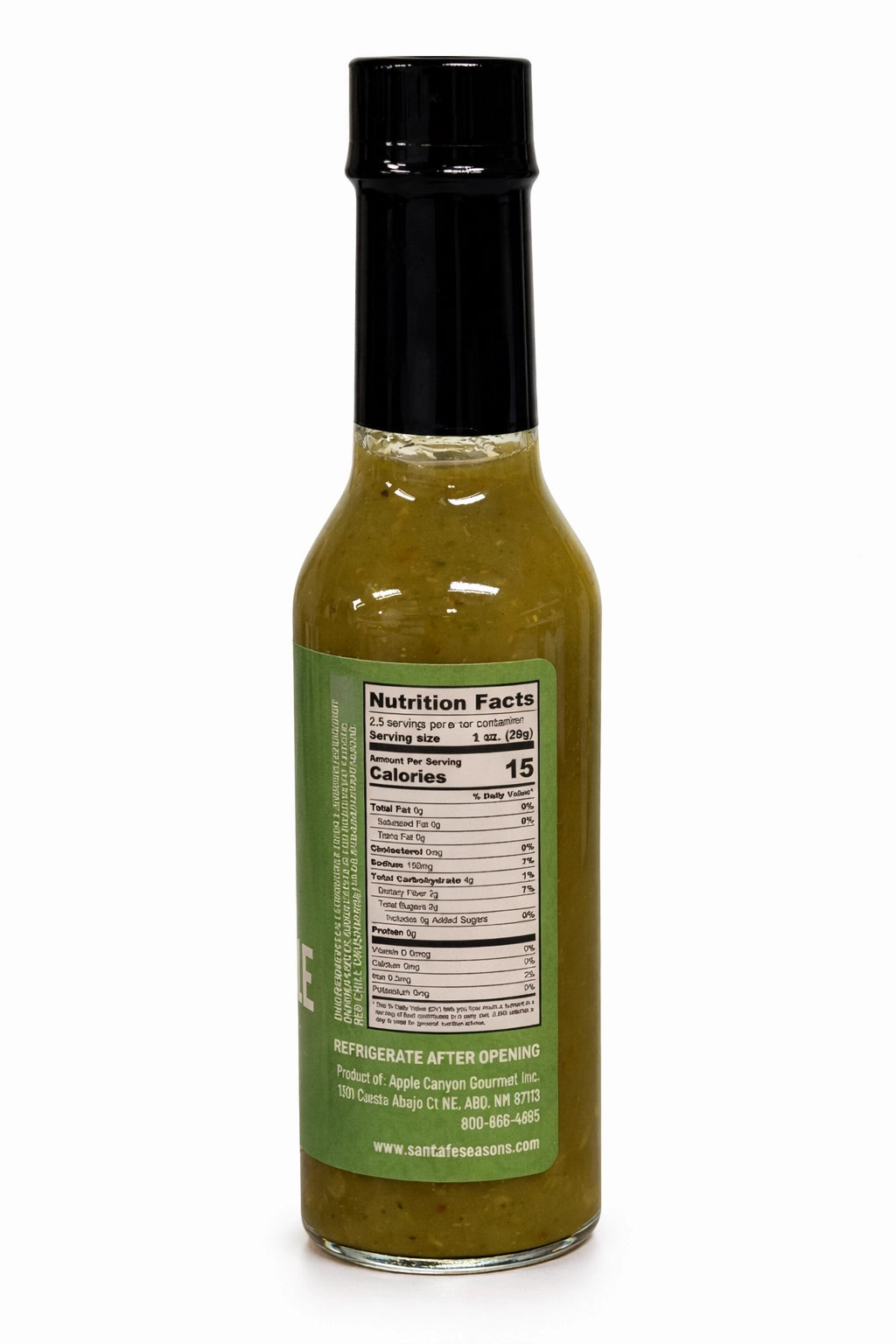 Santa Fe Seasons Green Chile Hot Sauce, ingredient list