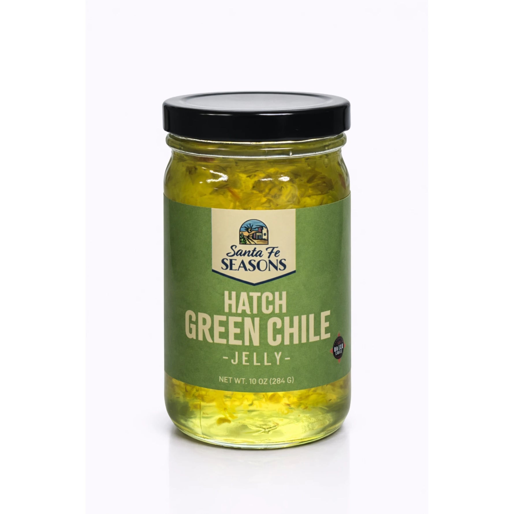 Santa Fe Seasons Green Chile Jelly, front of jar