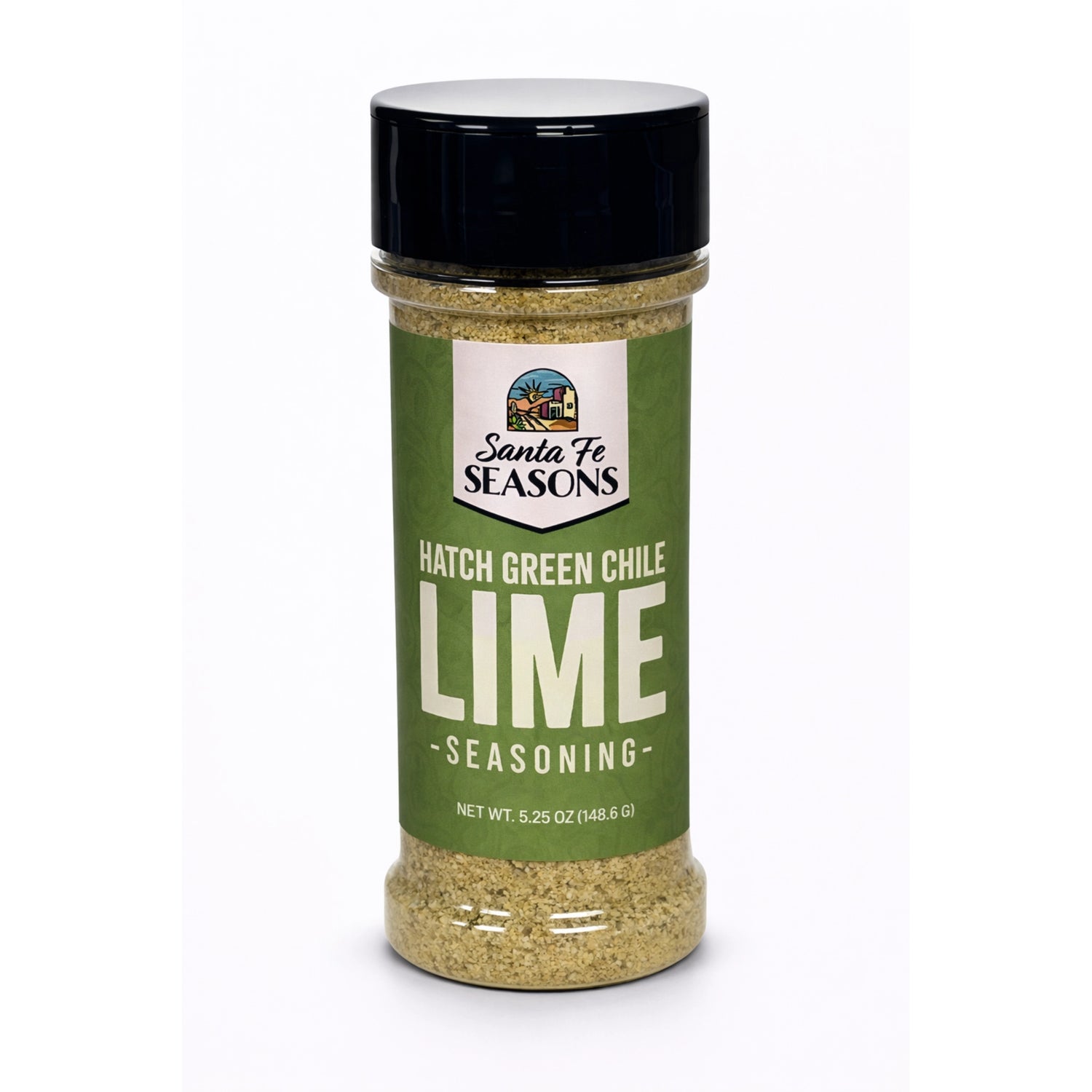 Santa Fe Seasons Hatch Green Chile Lime Seasoning, front of jar