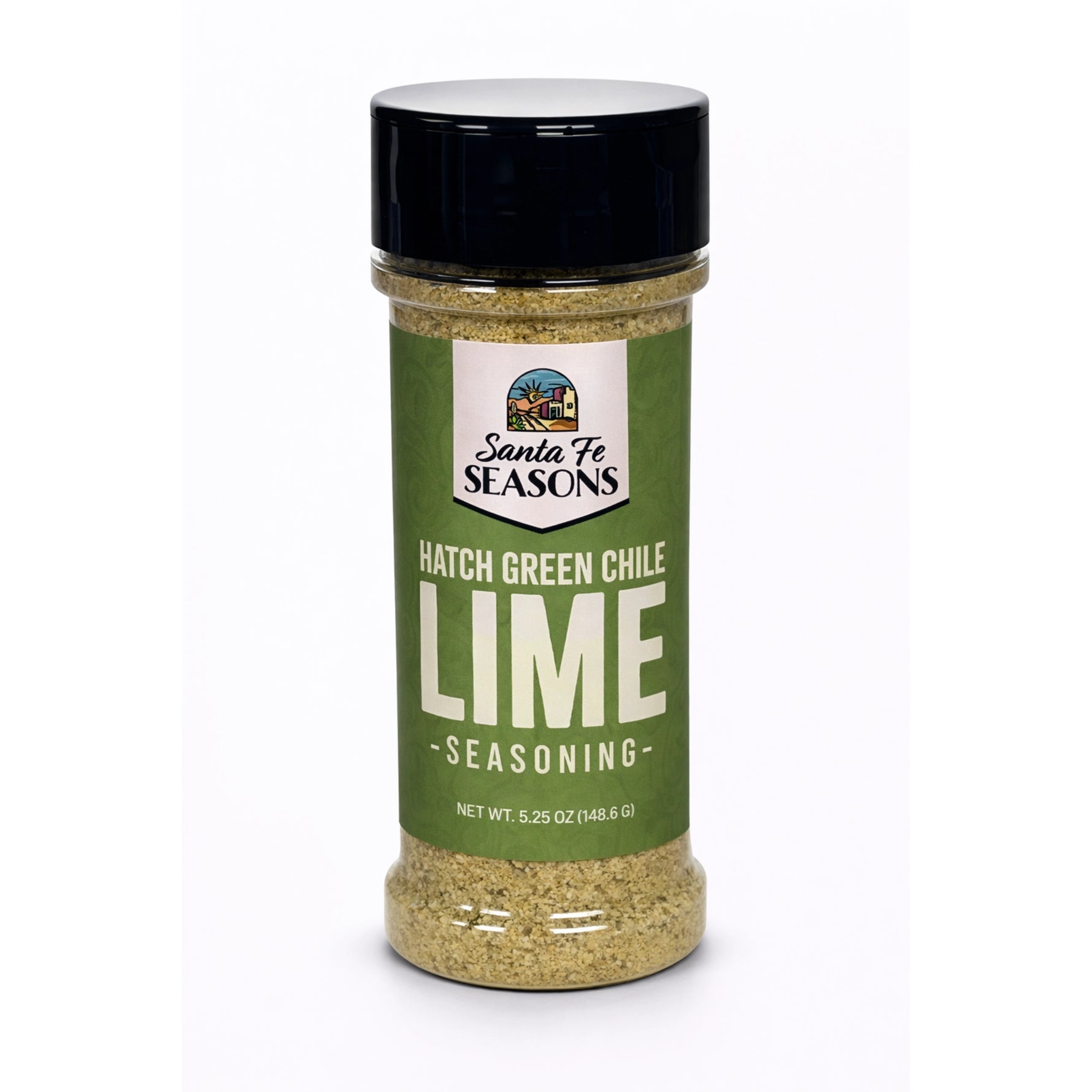 Santa Fe Seasons Hatch Green Chile Lime Seasoning, front of jar