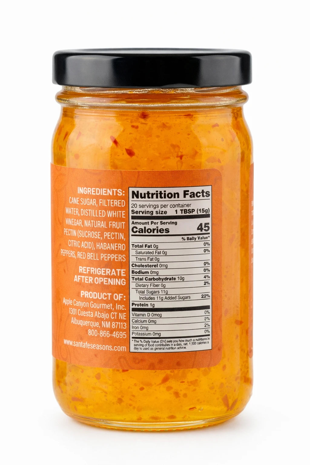 Santa Fe Seasons Habanero Jelly, ingredient list and nutrition facts