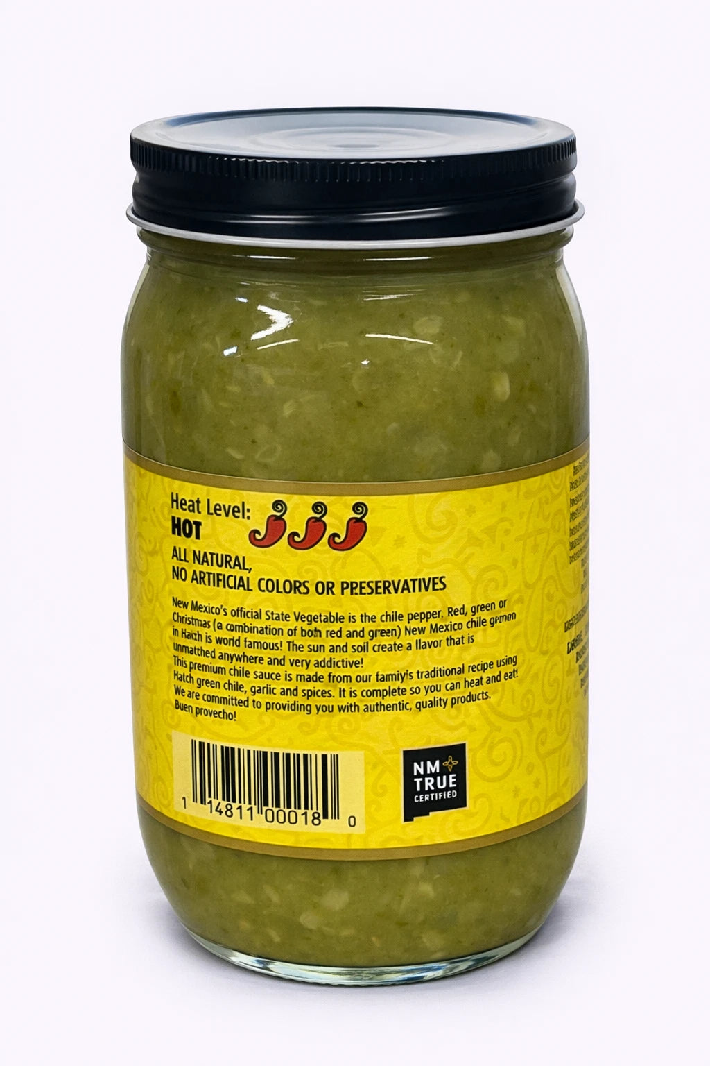 Santa Fe Seasons Hatch Green Chile Sauce, Hot heat level, recipe suggestion card