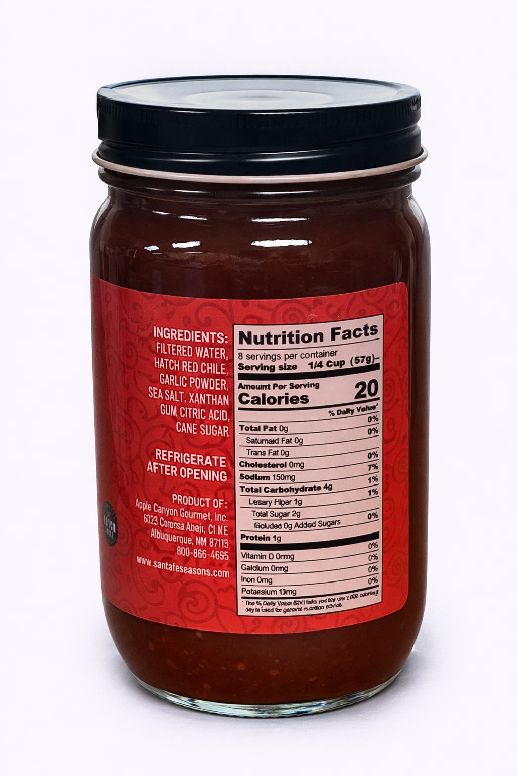 Santa Fe Seasons Hatch Red Chile Sauce, Hot heat level, ingredient list