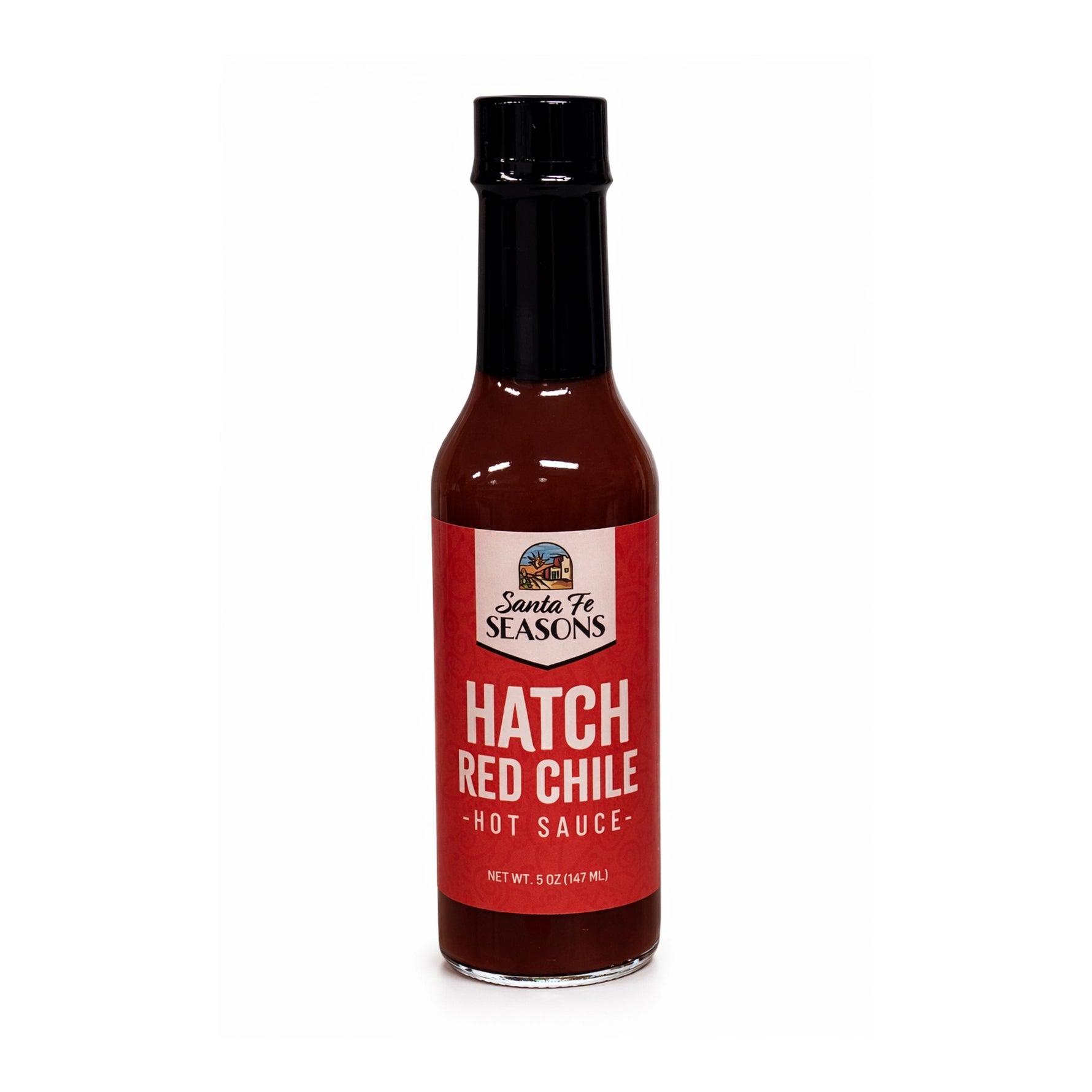Santa Fe Seasons Red Chile Hot Sauce, front of bottle