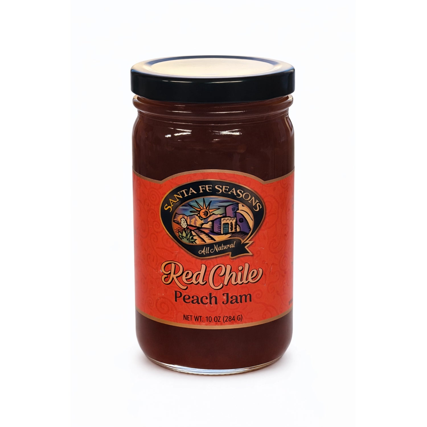 Santa Fe Seasons Red Chile Peach Jam, front of jar