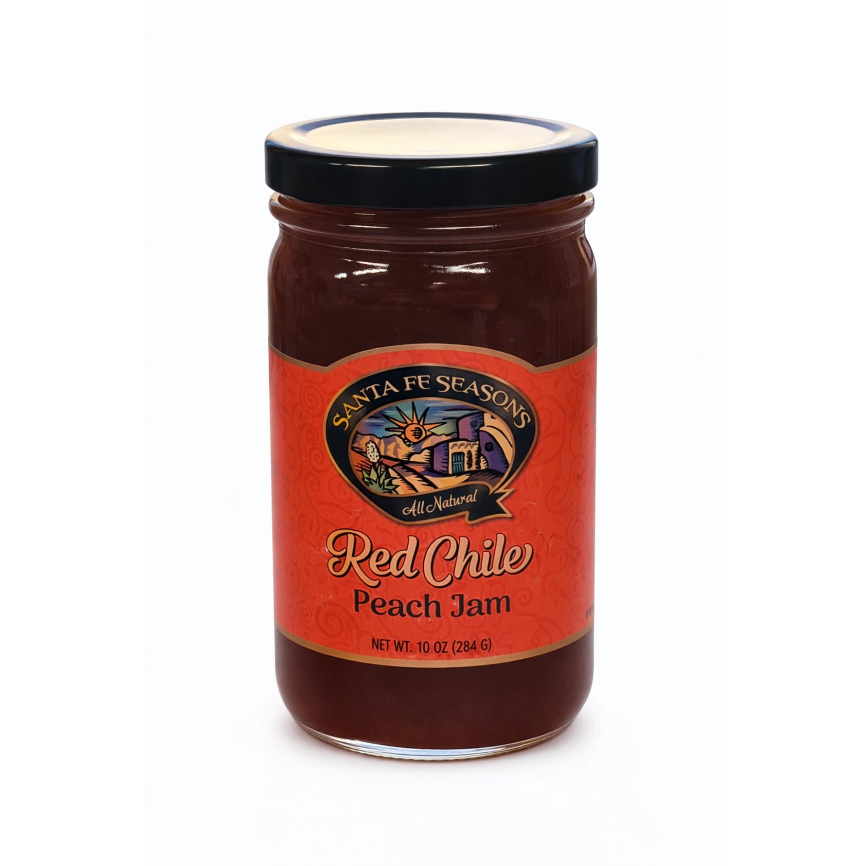 Santa Fe Seasons Red Chile Peach Jam, front of jar