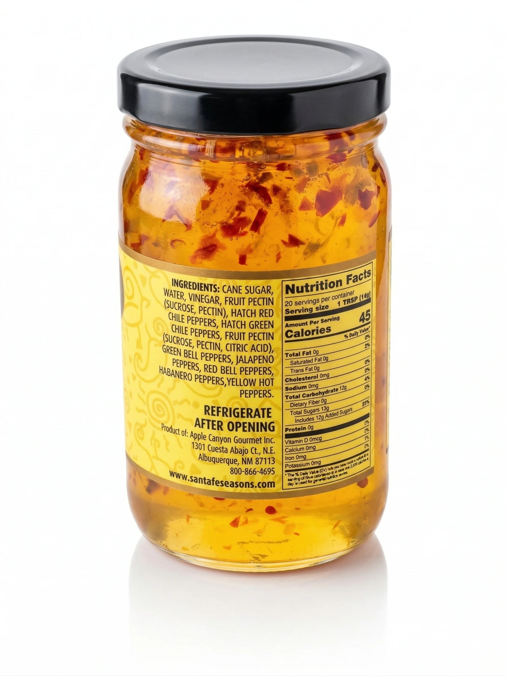Santa Fe Seasons Seven Pepper Jelly, ingredient list and nutrition facts