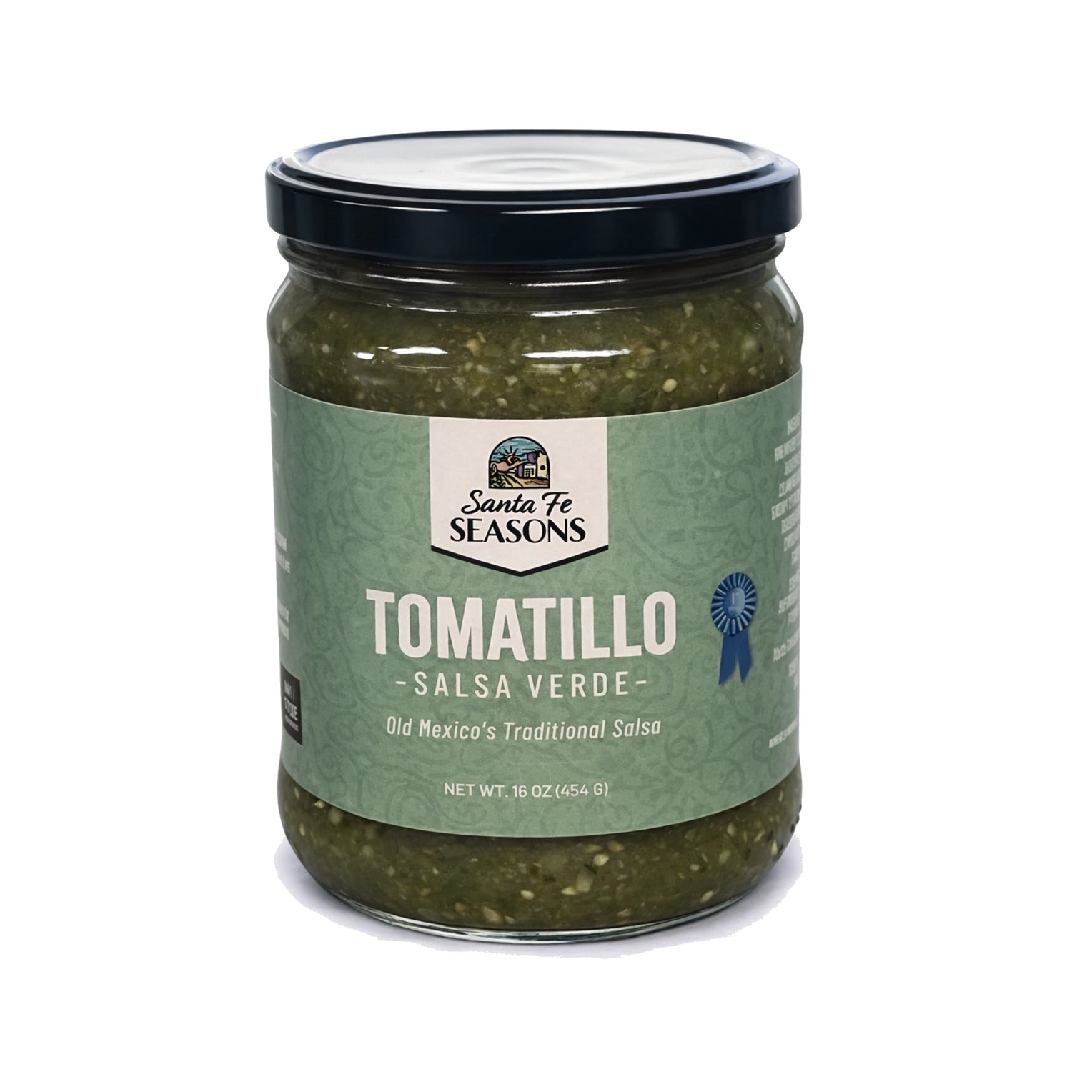 Santa Fe Seasons Tomatillo Salsa, front of jar