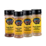 Spice Up Your Life Sampler gift set featuring Santa Fe Seasons Chile Blend, Red Chile Lime Seasoning, Green Chile Lime Seasoning, and Desert Blend Grill Rub