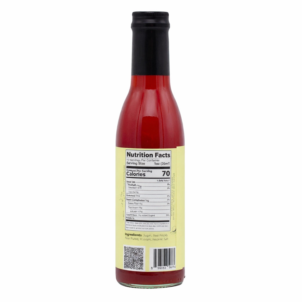 Sugar Moon Syrups Prickly Pear Syrup, back label with ingredients