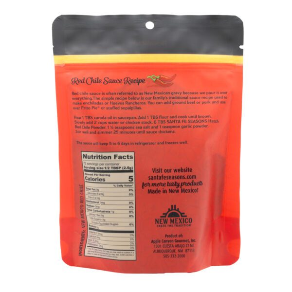 Back of product image for medium red chile powder